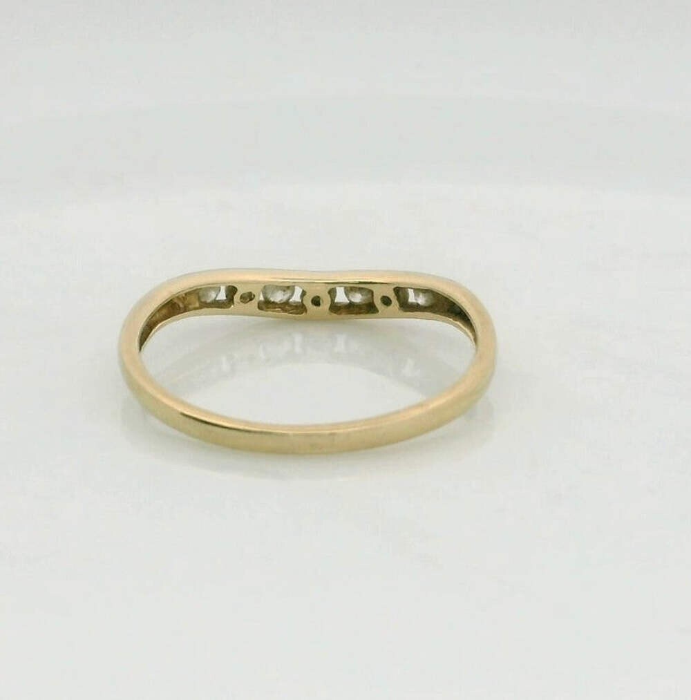 14ct Gold Wishbone Ring Cubic Zirconia Solid Band Hallmark Size O