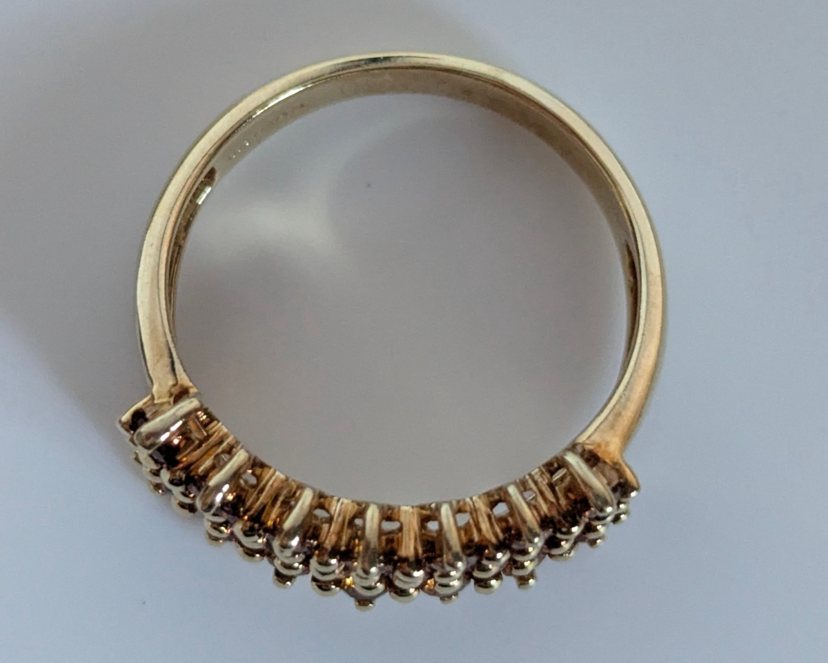 9ct Gold Ring Citrine Wide Band Hallmark Size S 1/2 4.6g