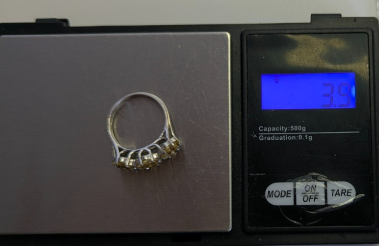 Silver Ring Yellow Sapphire 925 Stamped Size Size N 1/2 with Certificate