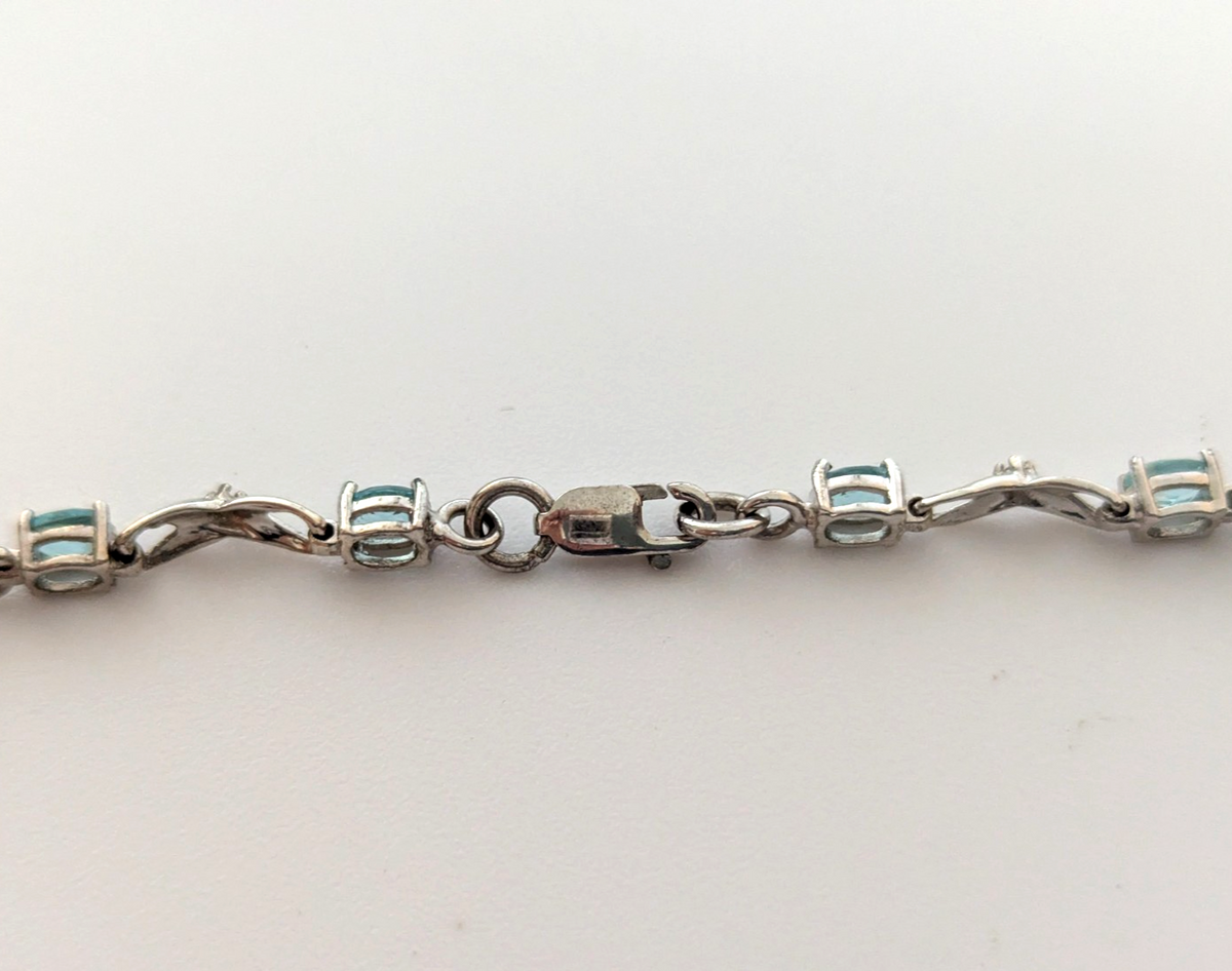 Silver Tennis Bracelet Topaz Cubic Zirconia Stones 19cm Long 4.6g 925 Stamped