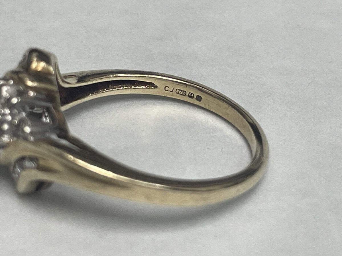 9ct Gold Ring Diamond Hallmarked Size N 1/2