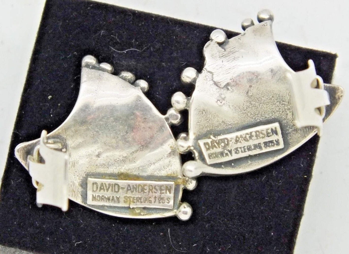 Vintage David Andersen Norway Sterling Silver 925S Fan Clip On Earrings 8.5g