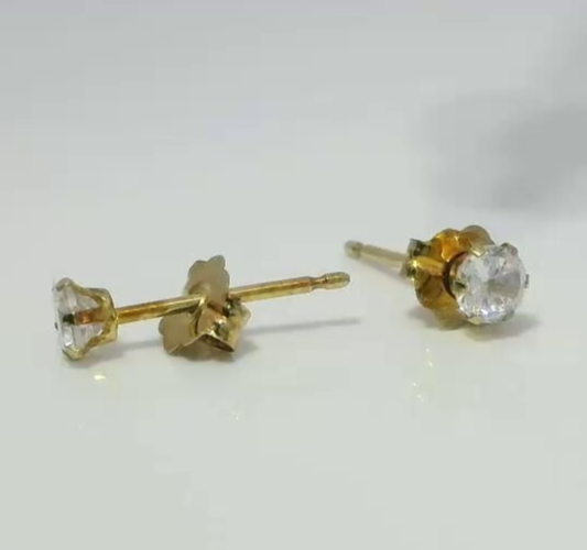 Vintage 9ct Yellow Gold Cubic Zirconia CZ Drop Earrings 12mm Hallmarked 375 1g