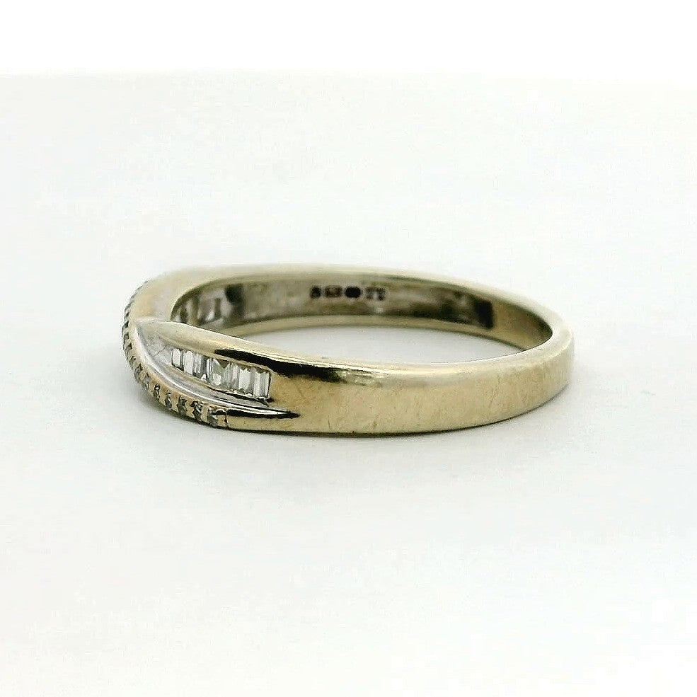 9ct Gold Twist Band Ring Diamond Gemstones Size K Metal Hallmarked 1.7g