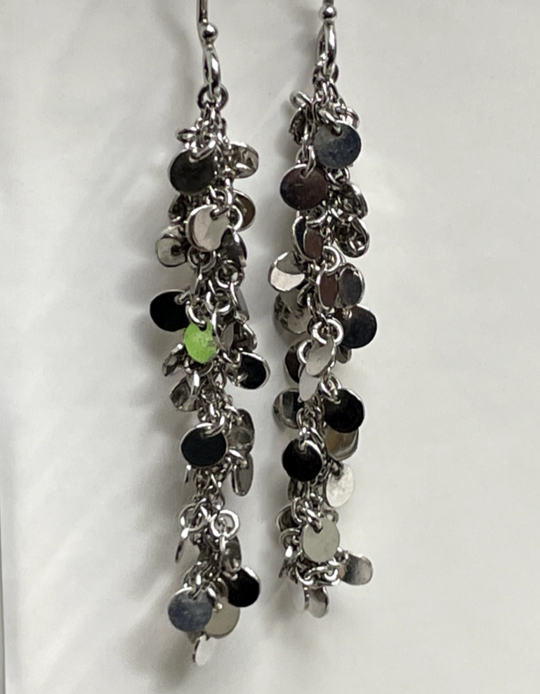 925 Sterling Silver Sequin Dangle Earrings Hallmarked Hook Drop Disc Statement