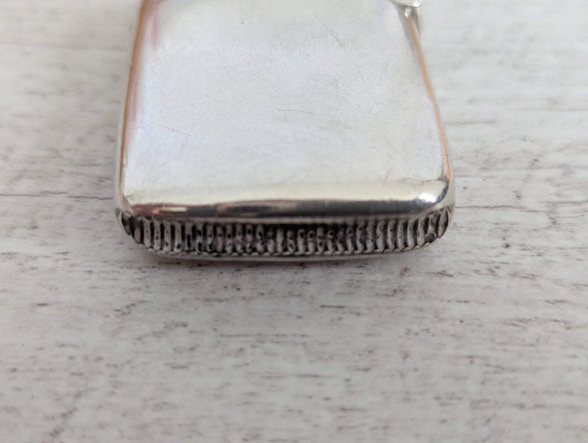 Antique 1891 Sterling Silver Vesta Case Birmingham Hallmarked 35 x 45mm