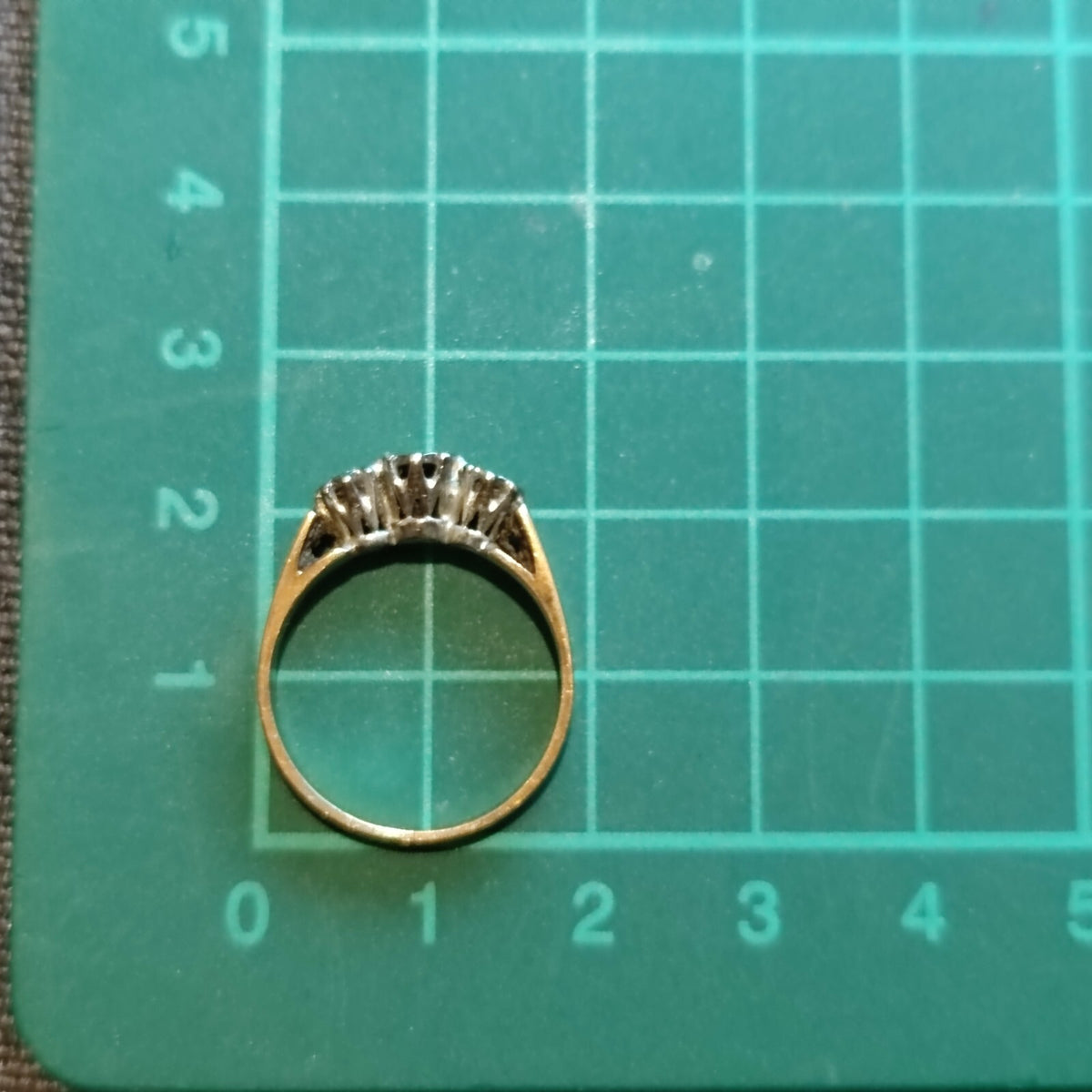 9ct Gold Ring Diamond Three Hallmark Size N Vintage