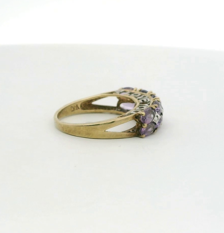 9ct Gold Ring Amethyst Diamond Size N Hallmarked 375 2.9g