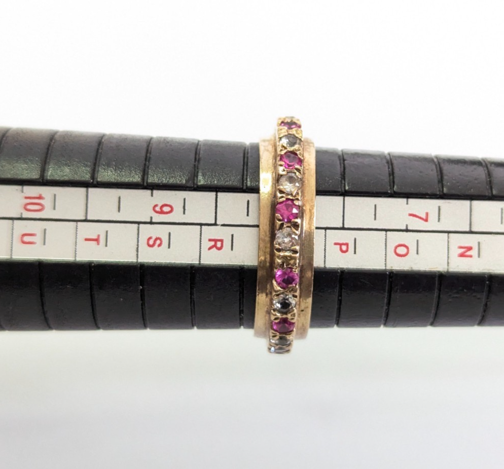 9ct Gold Eternity Ring Ruby Cubic Zirconia Hallmarked Size P 1/2