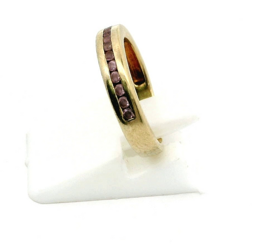 9ct Gold Ring Amethyst Stones Size I Hallmarked 2.5g Purple Stones