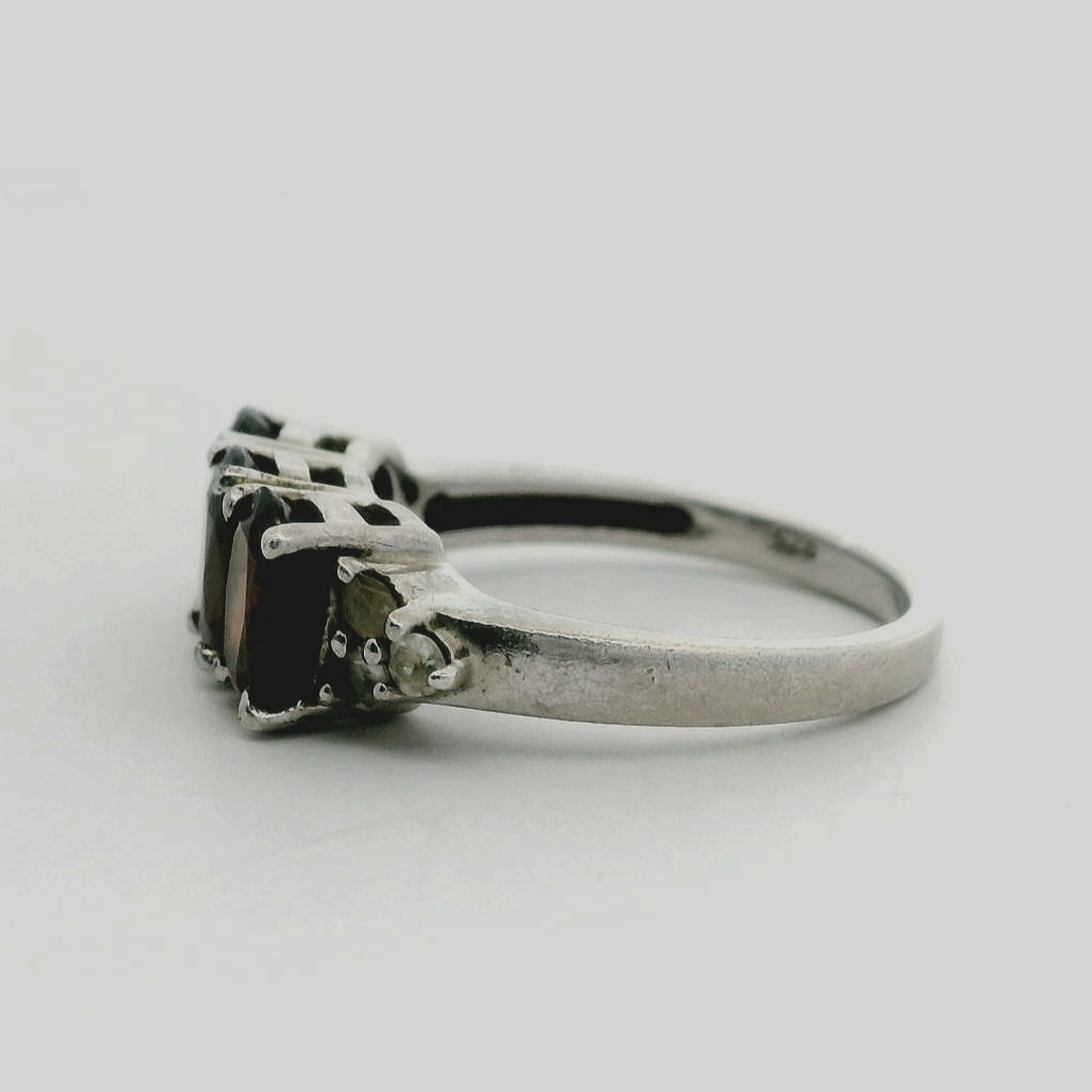 Silver Ring Zircon Stones 925 Stamped Size N Certification Prong Setting