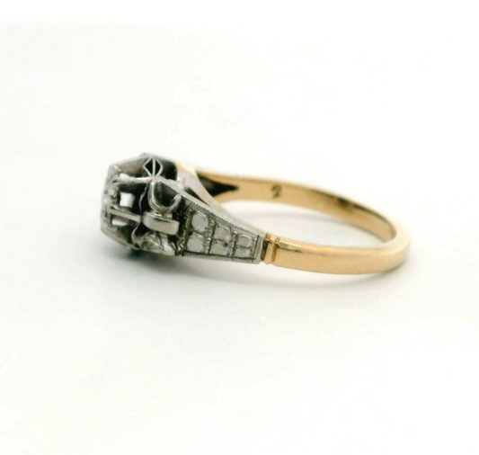 Vintage 18ct Gold Platinum Ring Diamond Stone Size K 18CT PLAT Stamped 3.7g