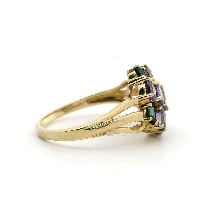 9ct Gold Ring Amethyst & Sapphire Hallmark Size R 3.4g
