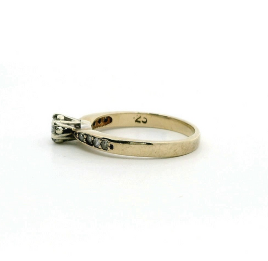 Diamond 9ct Gold Ring Size L Hallmarked 375 2.1g 0.25ct Gemstones