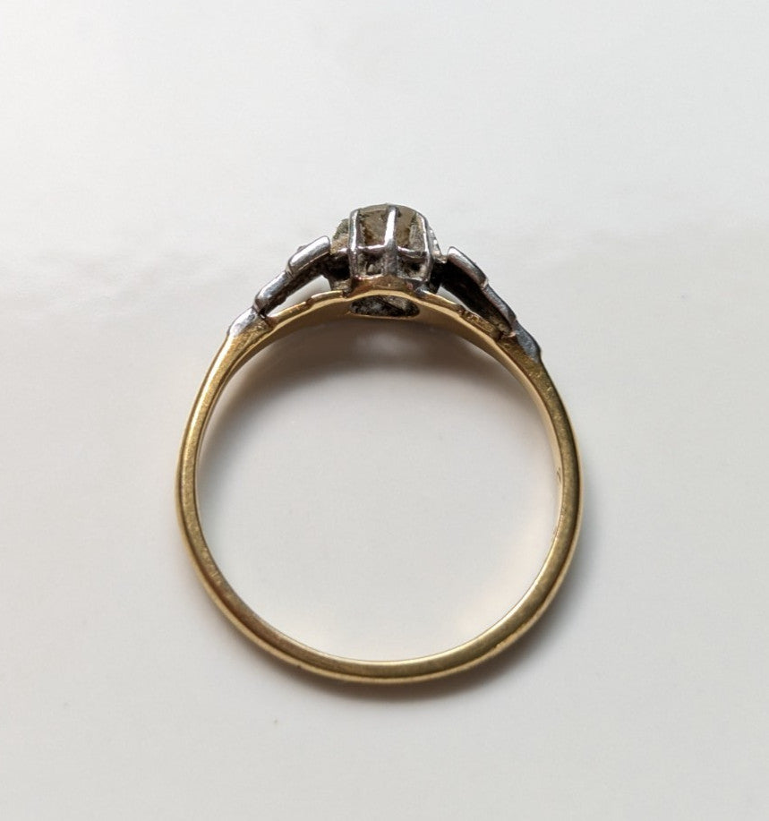 18ct Gold Ring Diamond Platinum Hallmark Size L 1.9g