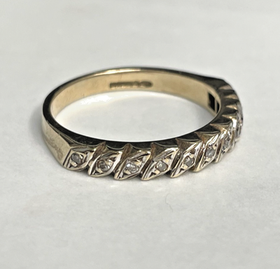 9ct Gold Ring Diamond Half Eternity 375 Hallmarked Size O 2.7g