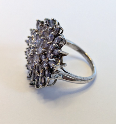 Silver Ring Tanzanite 925 Sterling Silver Stamped Size Q 1/2 6.2g