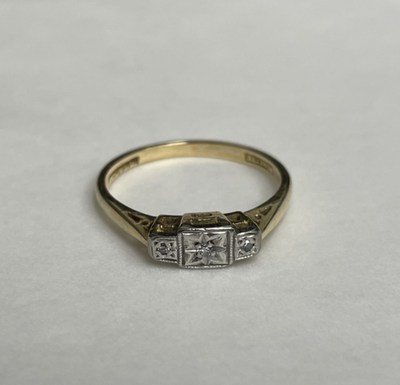 Antique 18ct Gold Platinum Ring Diamond Hallmarked Size K