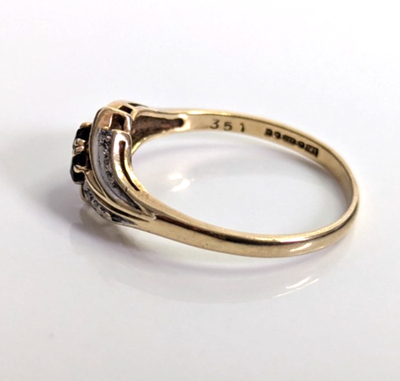 9ct Gold Ring Sapphire and Diamond 1989 Hallmarked Size R 2.1g
