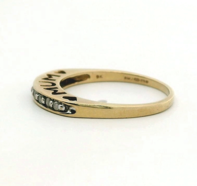 9ct Gold MUM Ring Diamond 0.10ct Gemstones Size N Hallmarked Round Cut Stones