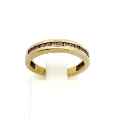 9ct Gold Ring Amethyst Stones Size I Hallmarked 2.5g Purple Stones