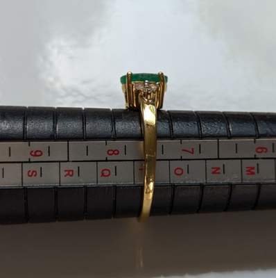 Gold On Silver Ring Emerald Cubic Zirconia 925 Stamped Size O 1/2 2.7g