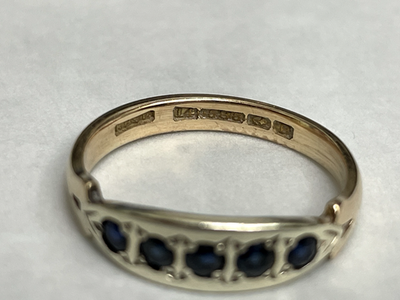 Victorian 14ct Yellow Gold Sapphire Ring Size L 1/2 Hallmarked 2.3g