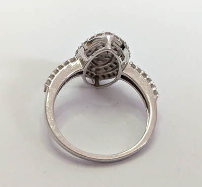 9ct White Gold Engagement Ring Diamond Cluster Size O 1/2g 4.2g April Birthstone
