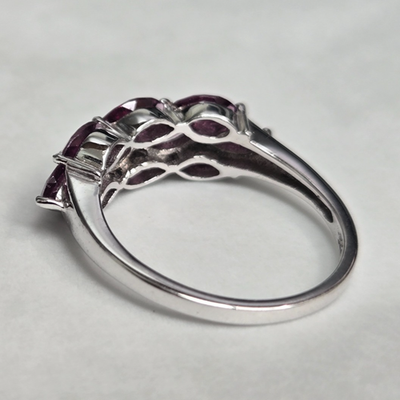 Silver Garnet Ring Red Gemstone Prong Setting Style UK Size S