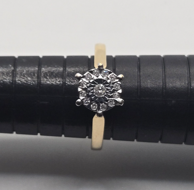 9ct Yellow Gold Engagement Ring 0.10ct Diamond Size P UK Hallmark 3.3g