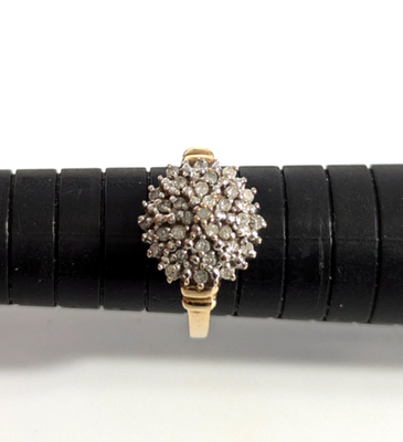 9ct Gold Ring Diamond Cluster Gemstones Size N Hallmarked 3.8g Cluster Setting