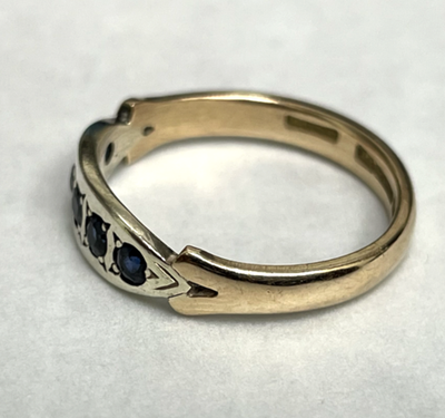 Victorian 14ct Yellow Gold Sapphire Ring Size L 1/2 Hallmarked 2.3g