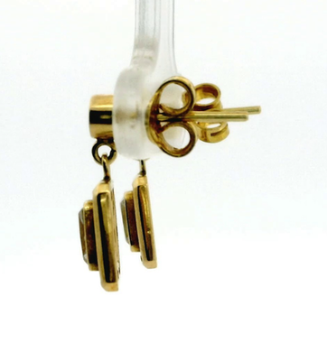 14ct Gold Drop Dangle Earrings Baguette Cubic Zirconia Butterfly Backs 3.1g Pair