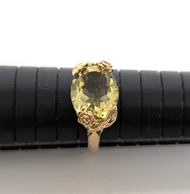9ct Gold Oversized Cocktail Ring Citrine Oval Cut Stone Size R 1/2 Hallmark 3.1g