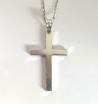 Silver Plain Latin Cross Pendant Charm 925 Stamped Bail 3.8g Religious Jewellery