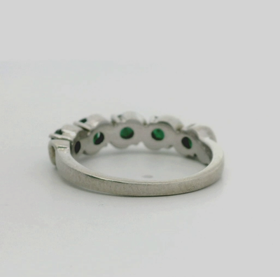 Silver Ring Emerald Stones 925 Stamped Size O 1/2 Prong Setting 3.9g