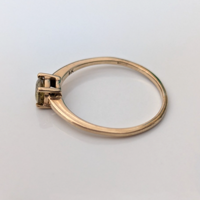 9ct Gold Sphene Ring Size P 1/2 Hallmarked 375 Round Solitaire 1.5g