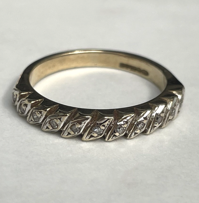 9ct Gold Ring Diamond Half Eternity 375 Hallmarked Size O 2.7g