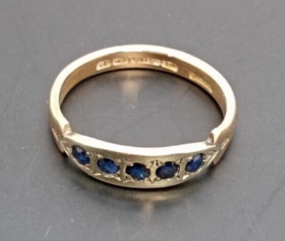 Victorian 14ct Yellow Gold Sapphire Ring Size L 1/2 Hallmarked 2.3g