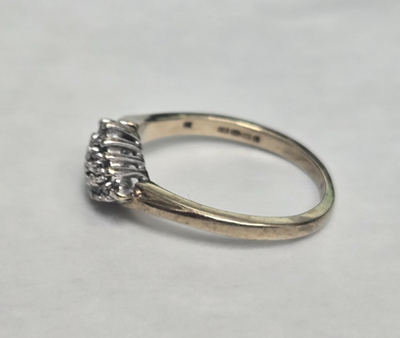 9ct Gold Diamond Ring 0.15ct Size N Hallmarked 375 Marquise Cluster April