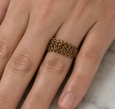 9ct Gold Ring Citrine Wide Band Hallmark Size S 1/2 4.6g