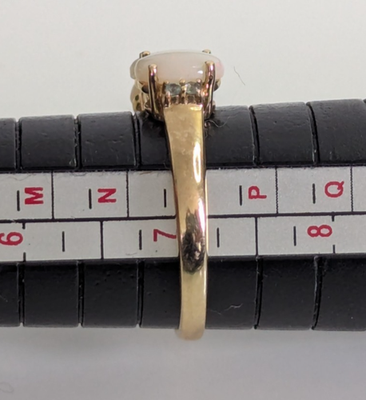 9ct Gold Ring Opal And Emerald Gemstones Solid Band Hallmark Size N 1/2