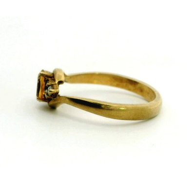 9ct Gold Ring Citrine Cubic Zirconia Stones Size P Hallmark Crossover Band 2.7g