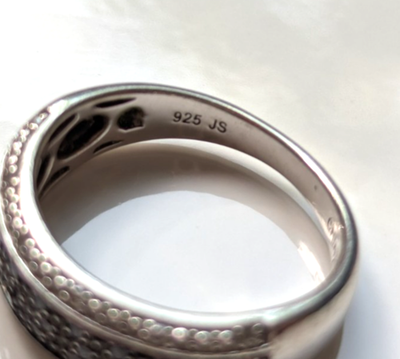 Silver Diamond Pavé Ring Size P 925 Stamped Wide Cluster Setting 4g