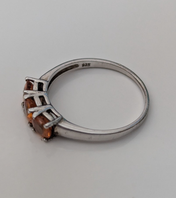 Silver Ring Mexican Fire Opal 925 Stamped Size Q 1.5g October Birthstone
