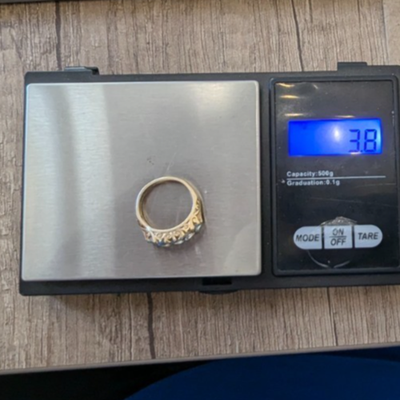 9ct Gold Ring Aquamarine and Diamond Sheffield Hallmark Size K 1/2