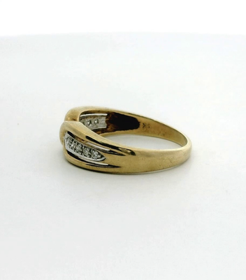 9ct Gold Ring Diamond Stones Size N UK Hallmarked Crossover Band 2.5g