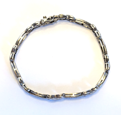 Silver Tennis Bracelet Cubic Zirconia 18.5cm Hallmarked 925 Sterling Stamped