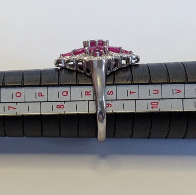 Silver Statement Ring Ruby Cubic Zirconia Stones Size R 925 Stamped 4.4g