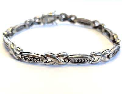 Silver Tennis Bracelet Cubic Zirconia 18.5cm Hallmarked 925 Sterling Stamped